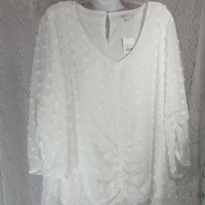 Est 1946  Dressy Cut Dot White Blouse Plus Size